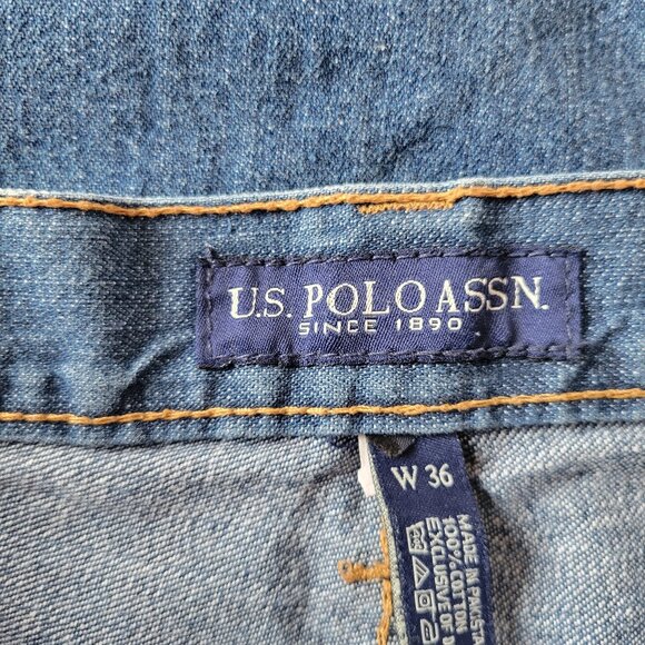 Vintage US Polo Assn Men’s Sz 36 Jean Shorts, Y2K Denim Baggy Carpenter Shorts - Picture 7 of 13